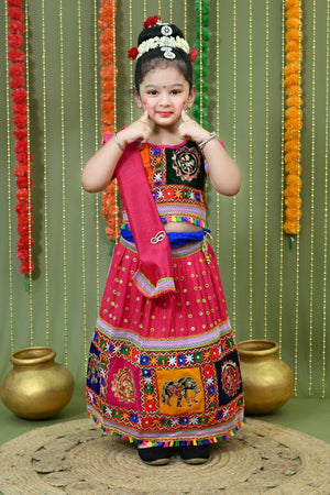 Kids Ethnic Wear Lehenga Choli for Girls | Gujarati Dandiya Raas Dress with Embroidery