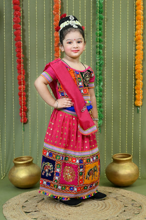Kids Ethnic Wear Lehenga Choli for Girls | Gujarati Dandiya Raas Dress with Embroidery