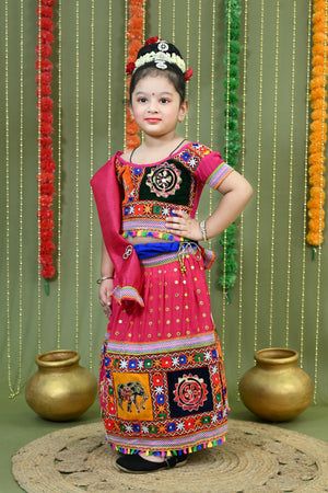 Kids Ethnic Wear Lehenga Choli for Girls | Gujarati Dandiya Raas Dress with Embroidery