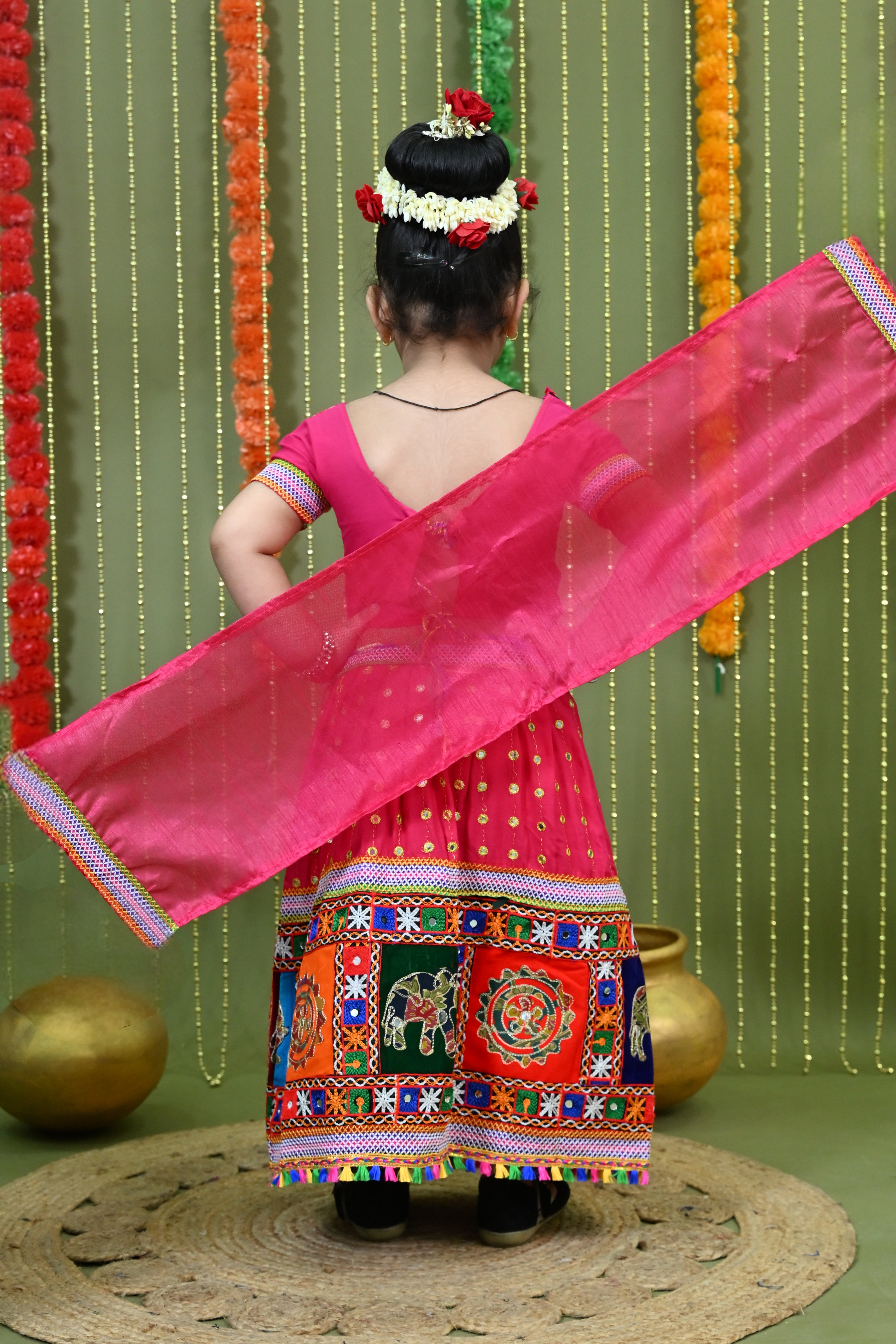 Kids Ethnic Wear Lehenga Choli for Girls | Gujarati Dandiya Raas Dress with Embroidery