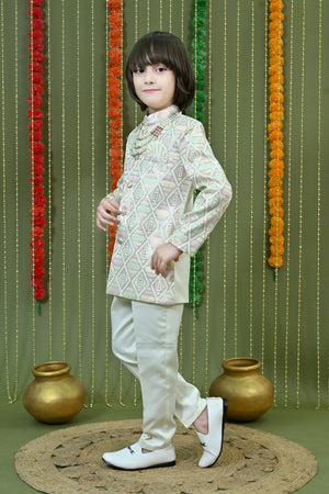 Ahhaaaa Boys Jodhpuri Sherwani Suit – 2 Piece Set with Embroidered Sequin Work