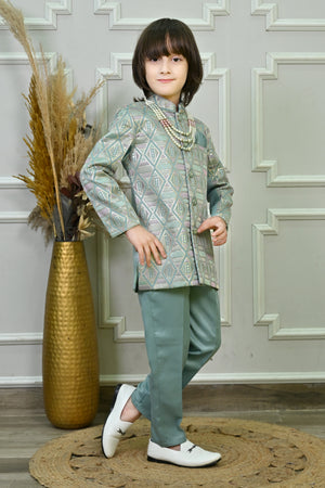 Ahhaaaa Boys Jodhpuri Sherwani Suit – 2 Piece Set with Embroidered Sequin Work