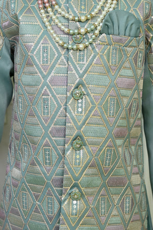 Ahhaaaa Boys Jodhpuri Sherwani Suit – 2 Piece Set with Embroidered Sequin Work