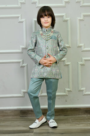 Ahhaaaa Boys Jodhpuri Sherwani Suit – 2 Piece Set with Embroidered Sequin Work