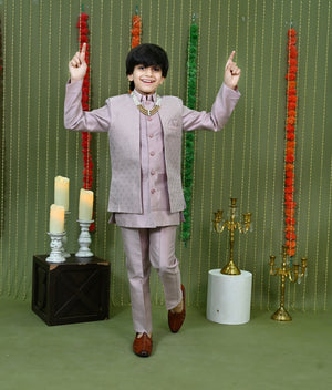 Ahhaaaa Boys Kurta Pajama with Nehru Jacket – 3 Piece Ethnic Set for Kids Wedding & Festive Wear
