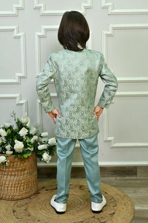 Ahhaaaa Boys Jodhpuri Sherwani Suit – 2 Piece Jacquard Set