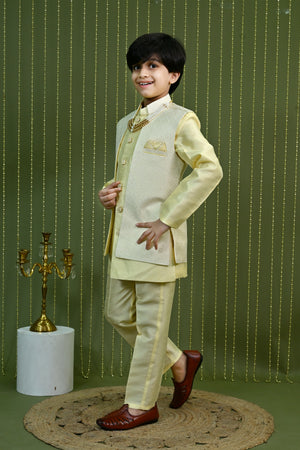 Ahhaaaa Boys Kurta Pajama with Nehru Jacket – 3 Piece Ethnic Set for Kids Wedding & Festive Wear