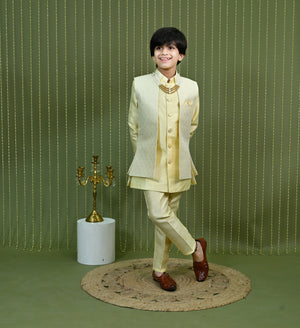Ahhaaaa Boys Kurta Pajama with Nehru Jacket – 3 Piece Ethnic Set for Kids Wedding & Festive Wear