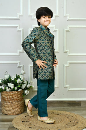 Ahhaaaa Boys Jodhpuri Sherwani Suit – 2 Piece Jacquard with Sequin Embroidery