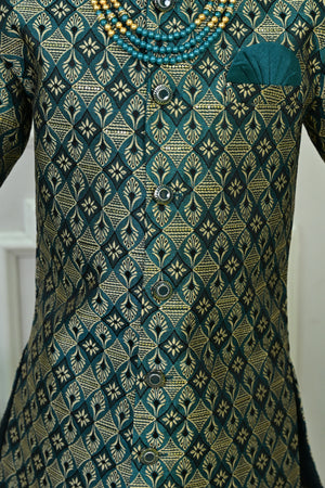 Ahhaaaa Boys Jodhpuri Sherwani Suit – 2 Piece Jacquard with Sequin Embroidery