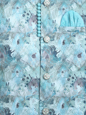 Ahhaaaa Boys' Silk Blend Floral Printed Jodhpuri Bandhgala Suit Set | Kids Ethnic Wear for Wedding and Festive Occasions