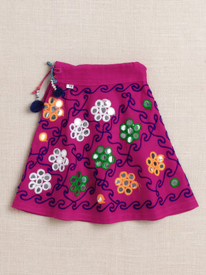 Ahhaaaa "Vibrant Vibes" Ghagra Choli for Little Girls | Kids' Embroidered Ghagra Choli Set with Dupatta