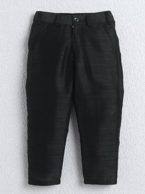 Ahhaaaa Boys Woven Brocade Jacket Style Indo Western Sherwani Set Kurta Pyjama Suit for Kids