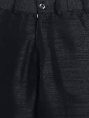 Ahhaaaa Boys Woven Brocade Jacket Style Indo Western Sherwani Set Kurta Pyjama Suit for Kids