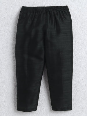 Ahhaaaa Boys Woven Brocade Jacket Style Indo Western Sherwani Set Kurta Pyjama Suit for Kids