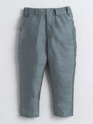 Ahhaaaa Boys Woven Brocade Jacket Style Indo Western Sherwani Set Kurta Pyjama Suit for Kids