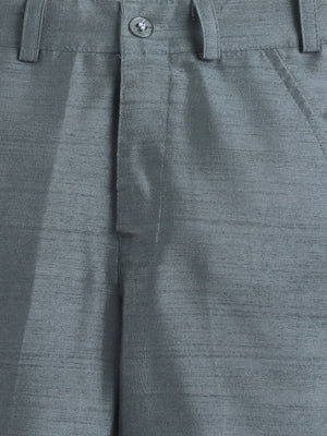 Ahhaaaa Boys Woven Brocade Jacket Style Indo Western Sherwani Set Kurta Pyjama Suit for Kids