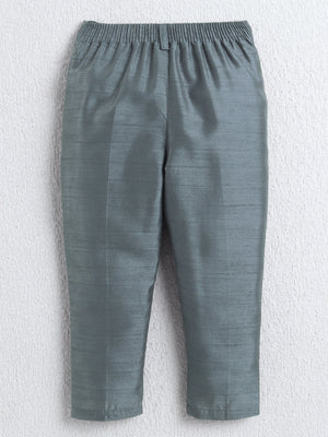 Ahhaaaa Boys Woven Brocade Jacket Style Indo Western Sherwani Set Kurta Pyjama Suit for Kids