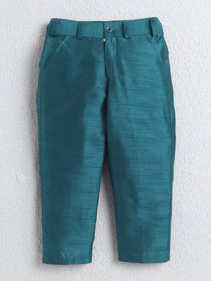 Ahhaaaa Boys Woven Brocade Jacket Style Indo Western Sherwani Set Kurta Pyjama Suit for Kids