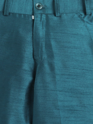 Ahhaaaa Boys Woven Brocade Jacket Style Indo Western Sherwani Set Kurta Pyjama Suit for Kids