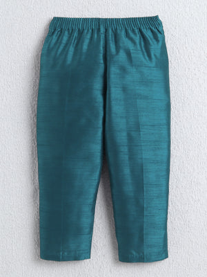 Ahhaaaa Boys Woven Brocade Jacket Style Indo Western Sherwani Set Kurta Pyjama Suit for Kids