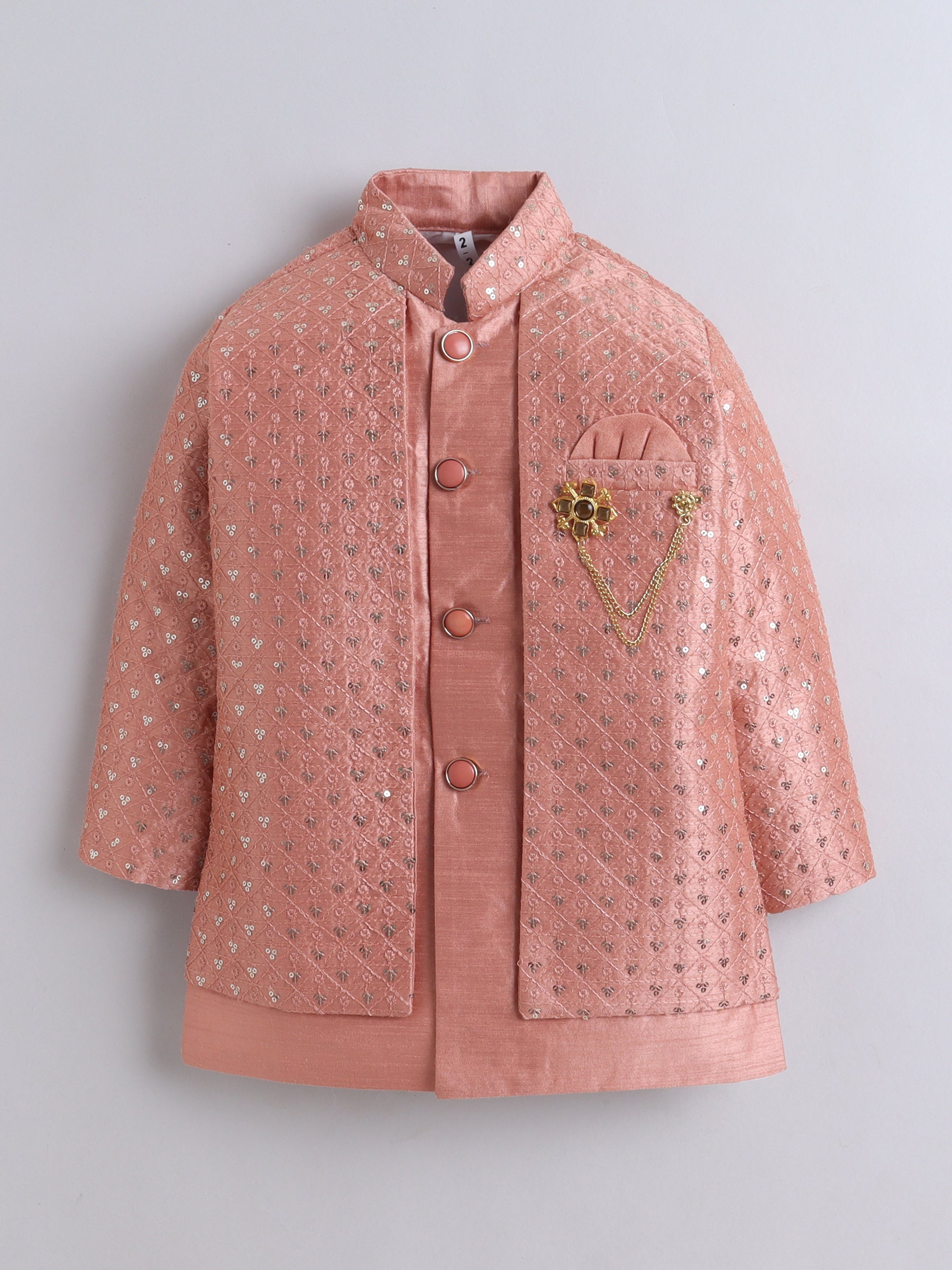 Ahhaaaa Boy's Ethnic Cotton Silk Blend Nehru Modi Jacket Kurta & Pyjama Set for Boys|Sequin Embellished Ethnic Set|Ideal for any Festivals/Weddings Occasion