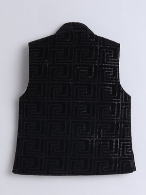 Ahhaaaa Boy's Sequin Embellished Work Waistcoat ,Velvet Sherwani Set|Ideal for any Festivals and Cultural Occasion