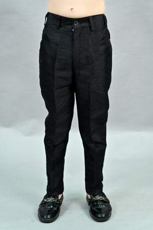 Ahhaaaa Boy's Silk 3-Piece Indo-Western Set|Kids Sequin Embroidery Work Sherwani Set