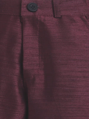 Ahhaaaa Boy's Velvet 3-Piece Indo-Western Set|Kids Sequin Embellished Work, Velvet Sherwani Set