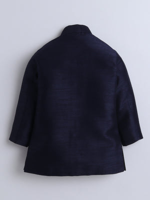 Ahhaaaa Boy's Velvet 3-Piece Indo-Western Set|Kids Sequin Embellished Work, Velvet Sherwani Set