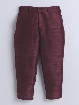 Ahhaaaa Boy's Velvet 3-Piece Indo-Western Set|Kids Sequin Embellished Work, Velvet Sherwani Set