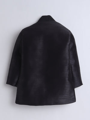 Ahhaaaa Boy's Velvet 3-Piece Indo-Western Set|Kids Sequin Embellished Work, Velvet Sherwani Set