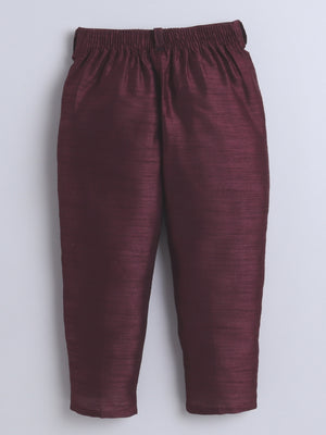 Ahhaaaa Boy's Velvet 3-Piece Indo-Western Set|Kids Sequin Embellished Work, Velvet Sherwani Set