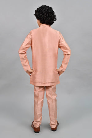 Ahhaaaa Ethnic Sequin Work Indo-Western 3-Piece Set with Maala for Boys