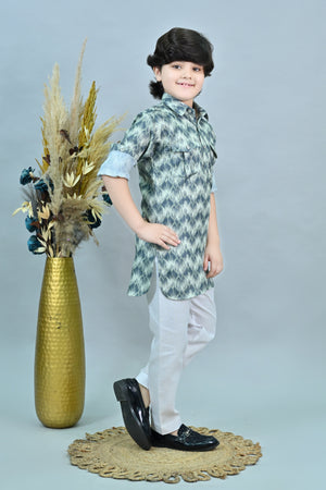 Ahhaaaa Floral Boys' Pathani Kurta Pajama Set - Eid & Ramadan Festive Wear for Kids