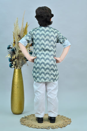 Ahhaaaa Floral Boys' Pathani Kurta Pajama Set - Eid & Ramadan Festive Wear for Kids