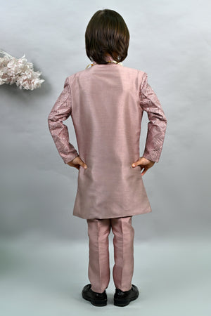 Ahhaaaa Heritage Charm Sequin-Embellished Silk Sherwani for Boys | Festive & Wedding Ethnic Outfit