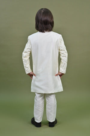 Ahhaaaa Heritage Charm Sequin-Embellished Silk Sherwani for Boys | Festive & Wedding Ethnic Outfit