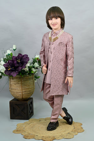 Ahhaaaa Heritage Charm Sequin-Embellished Silk Sherwani for Boys | Festive & Wedding Ethnic Outfit