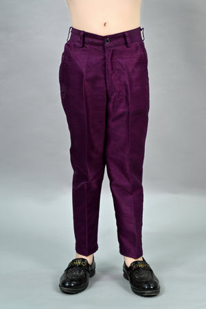 Ahhaaaa Heritage Charm Sequin-Embellished Silk Sherwani for Boys | Festive & Wedding Ethnic Outfit