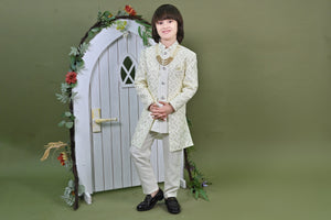 Ahhaaaa Heritage Charm Sequin-Embellished Silk Sherwani for Boys | Festive & Wedding Ethnic Outfit