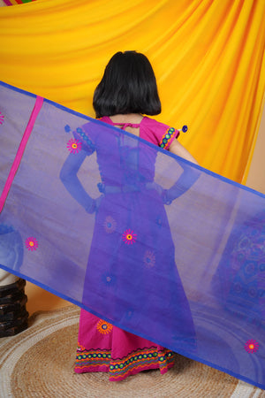 Ahhaaaa Kids Embroidered Traditional Ghoomar Lehenga Choli |Chania Choli|Radha Dress with Dupatta for Girls