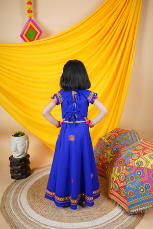 Ahhaaaa Kids Embroidered Traditional Ghoomar Lehenga Choli |Chania Choli|Radha Dress with Dupatta for Girls