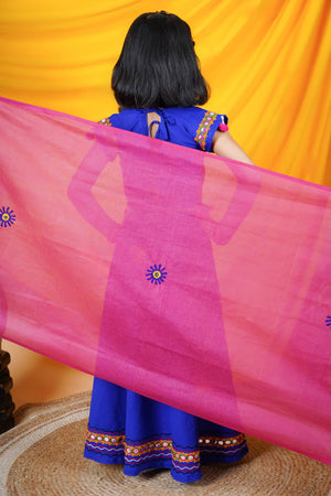 Ahhaaaa Kids Embroidered Traditional Ghoomar Lehenga Choli |Chania Choli|Radha Dress with Dupatta for Girls