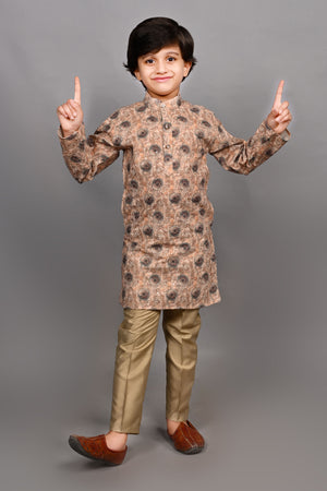 Ahhaaaa Kids Ethnic Cotton Printed Kurta Pajama Set for Boys
