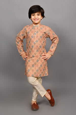 Ahhaaaa Kids Ethnic Cotton Printed Kurta Pajama Set for Boys