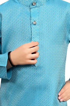 Ahhaaaa Kids Ethnic Cotton Silk Blend Boys Kurta Pyjama Set