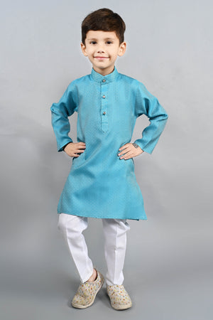 Ahhaaaa Kids Ethnic Cotton Silk Blend Boys Kurta Pyjama Set