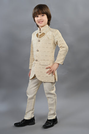 Ahhaaaa Kids Ethnic Indo-Western 2-Piece Traditional Wedding Jodhpuri Style Sherwani For Boys