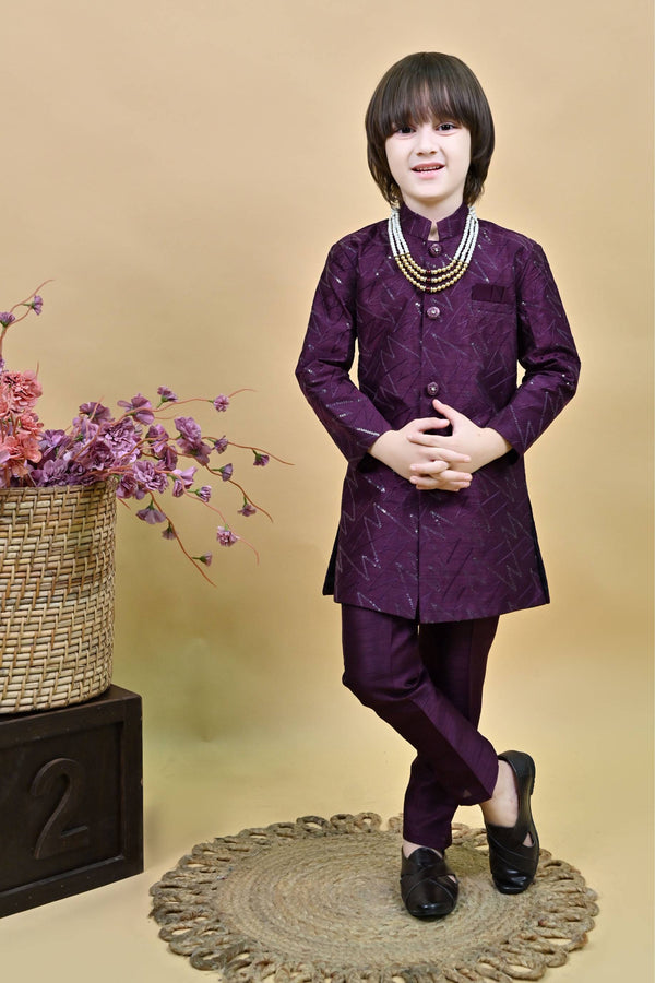 Indo Western Child Sherwani Dress Blue Silk Kids Indo Western